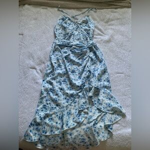 Blue and White Floral Strappy Dress